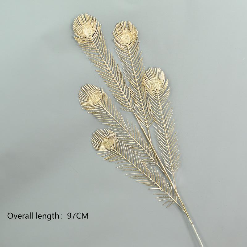 Artificial Flowers for Golden Leaves Grass PE DIY Indoor Outdoor Home Garden Party Room Bedroom Wedding Table Centerpiece Decor