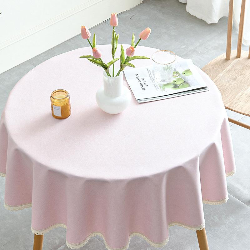 Rectangular Vinyl Tablecloth with Lace Rim ,Heavy Duty 100 % Waterproof Oil-Proof Round Tablecloth for Kitchen Party Picnic Dining  Indoor & Outdoor