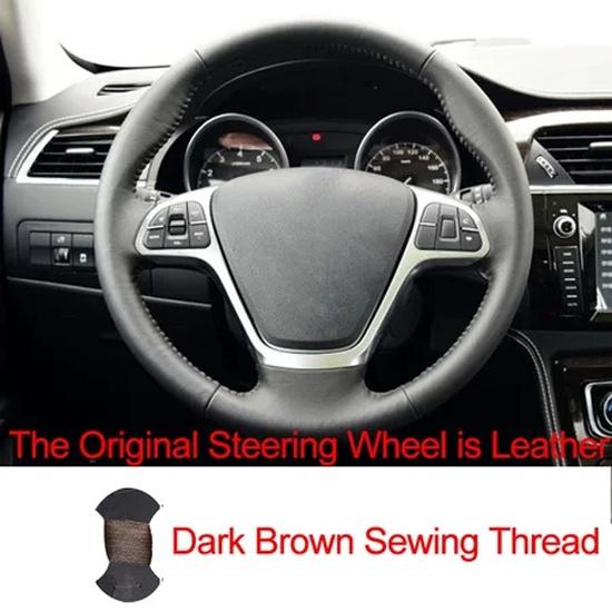 Hand Sewing Car Steering Wheel Cover Wrap For Zotye T600 2014 2015 2016 2017 Braid On the Steering Wheel Auto Car Accessories