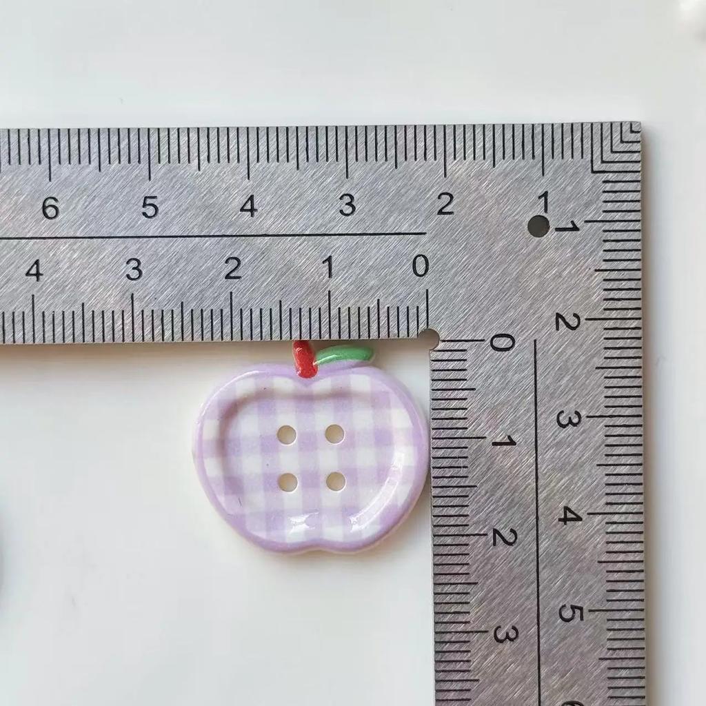 10Pcs INS Cute Little Fresh Plaid Apple Button Sweet Girl Skirt Sweater Coat DIY Deco Women's Kids Clothing Sewing Accessories
