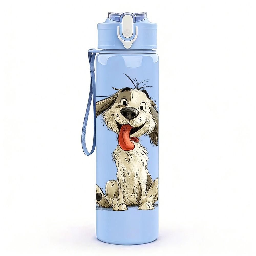 1PC Long Ear Hound Dog Cute Portrait Print 750ml Color Plastic Sports Water Bottle Leakproof Flip Straw Lid Suitable for Sports Office Home Use