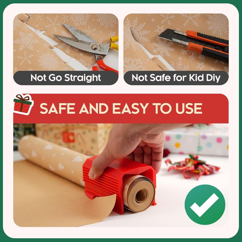 2 Stück Geschenkpapier-Schneider Weihnachts-Papierrollen-Schneider Papier-Schneider Schieber Werkzeugset Weihnachtsgeschenk-Verpackung Geschenkpapier-Schneidezubehör