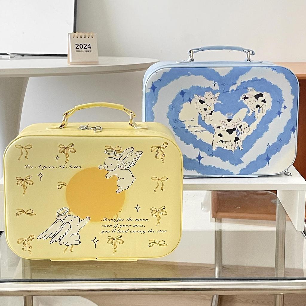 Original Angel Little Lamb Portable Makeup Case, Cute Ins Style, Large Capacity Beauty Box for Travel