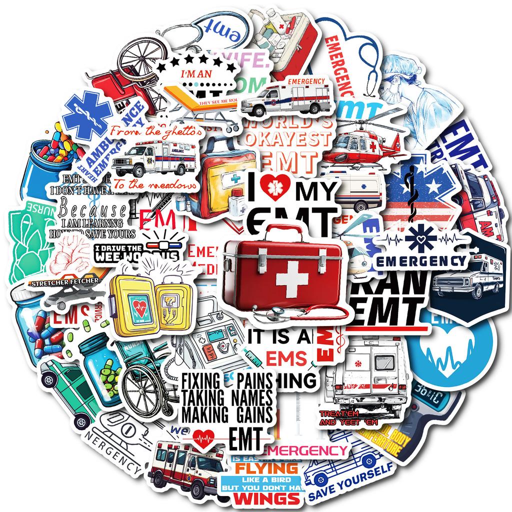 50 Medical Theme Waterproof Decorative Stickers DIY Mobile Phone Case Skateboard Refrigerator Stickers