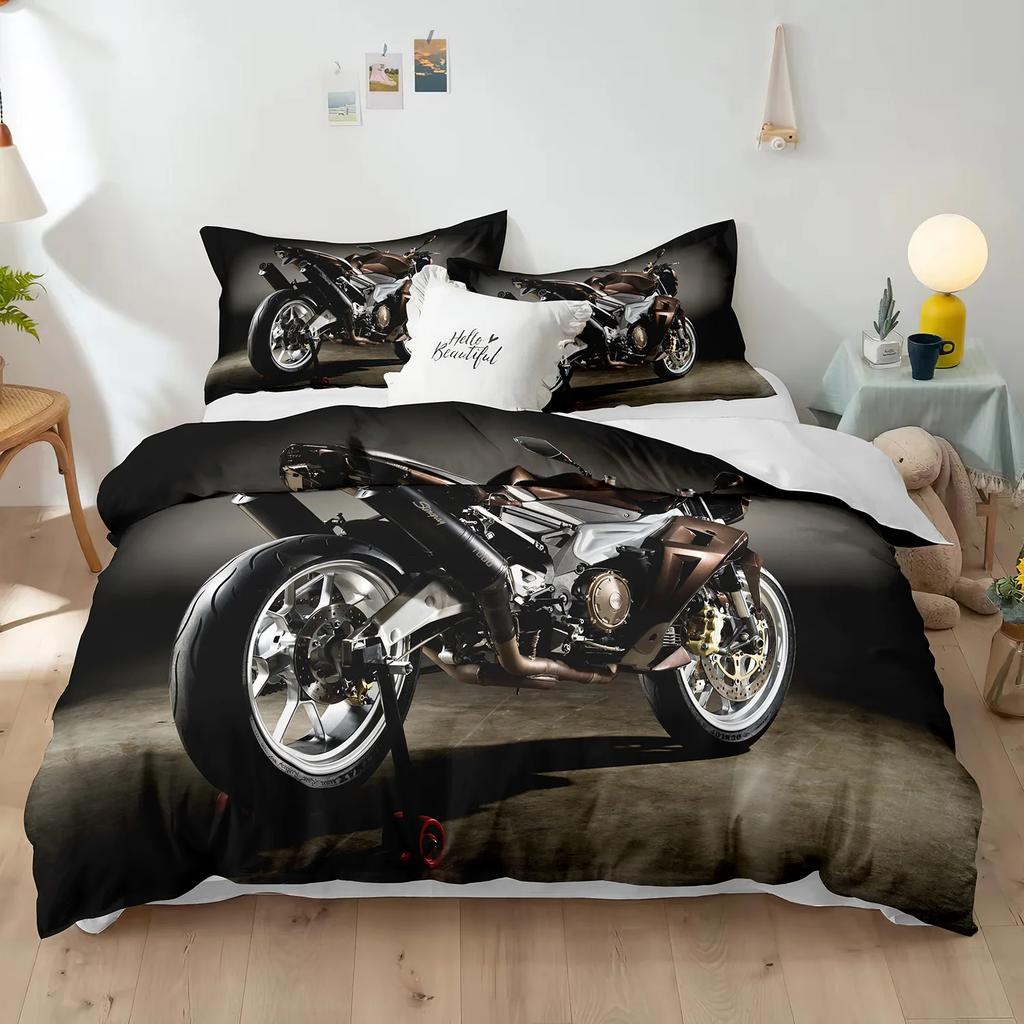 Dirt Bike Duvet Cover Racing Motocross For Teen Adult Motorcycle Rider Extreme Sports Theme For Bedroom Decorations Queen King