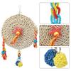 Pet   Non Toxic Straw Plaited Wood Block Chewing Biting Hanging Swing Toy Bird Cage Accessories(S )