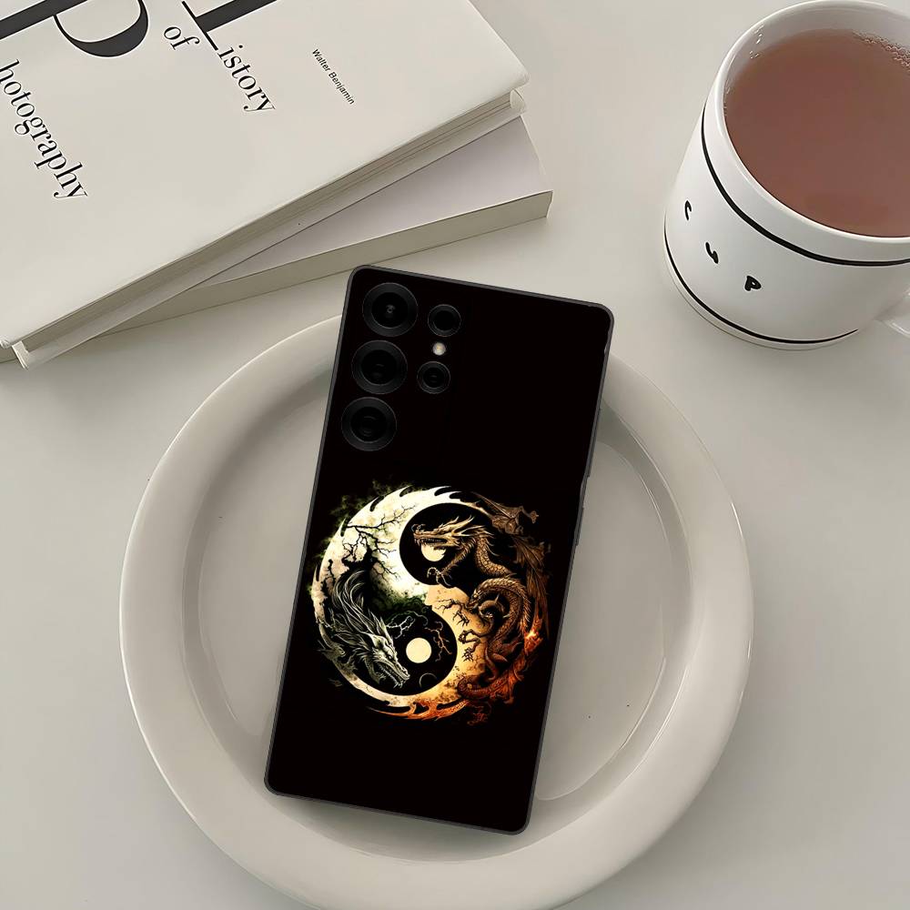 Japanese Art Dragon Yin Yang Phone Case For Samsung S 24 fe 25 Ultra plus 20 lite 21 30 22 23 24 22 Ultra 5G Fundas