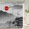 Waterproof Polyester Fabric Japanese Flower Scenery Shower Curtain Flower Printed Bathroom Curtains For Home Decoration Curtain