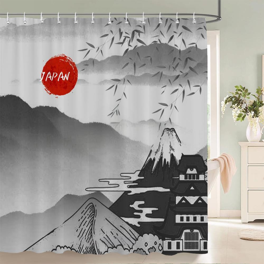 

Waterproof Polyester Fabric Japanese Flower Scenery Shower Curtain Flower Printed Bathroom Curtains For Home Decoration Curtain W60H190(CM)-1 Pcs