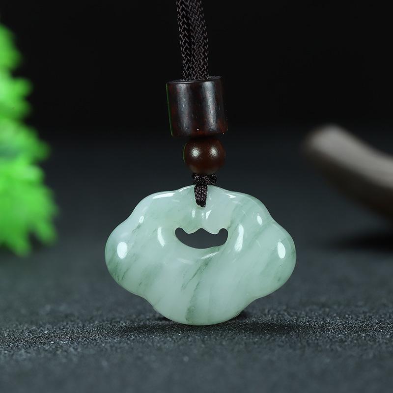 Tianshan Jade Cloud Lock Pendant: Xinjiang Golden Silk & White Jade Ruyi Amulet for Men and Women