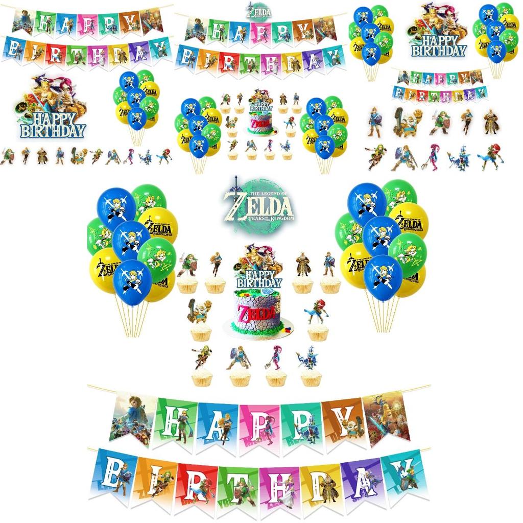 Legende von Zelda Spielthema Ballon Banner Kuchenaufsätze Set Partydekorationen