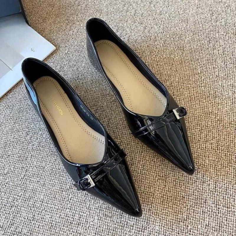 

Inner Heightened Low-heeled Single Shoes 2026 New Spring French Pointed Toe Soft Sole Temperament Women s Shoes 35 чёрный