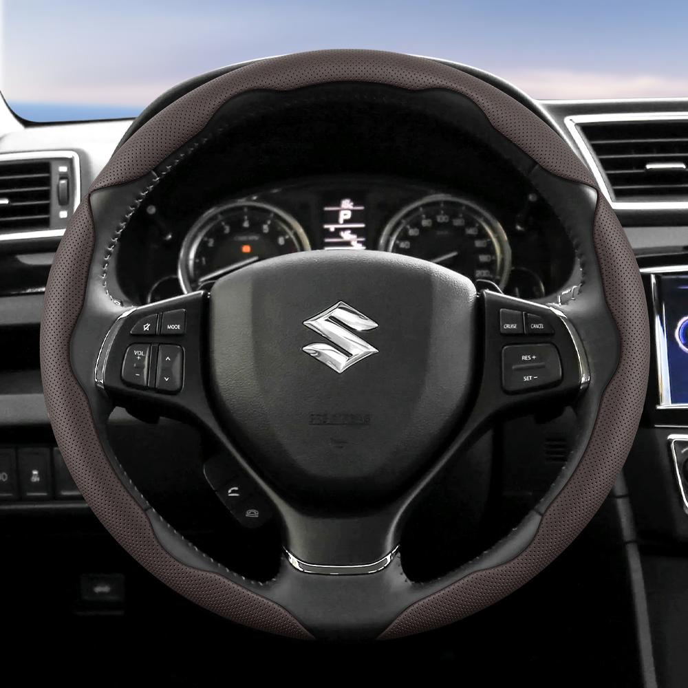 Suitable for Suzuki Breathable Hole Leather Steering Wheel Cover Segmented Quick Release Design Anti-Slip and Durable Swift 2011 Sx4 Grand Vitara