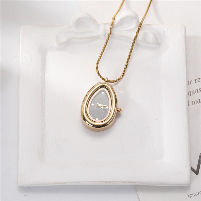 Versatile Square Water Droplet Shape Watch Necklace Fashion Women's High Quality Stainless Steel Pendant Watch Necklace Jewelry