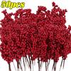 Simulation Christmas Berries Branches Artificial Plant Red Holly Berry Stem Ornaments Xmas Tree DIY Wreath Flowers Party Decor