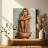 Décor Mural Amusant pour Salle de Bain Femme Affiche Vintage Humoristique Panneau Cadre Plat à Fer à Repasser Cadeau Drôle pour Toilettes Femmes Espace