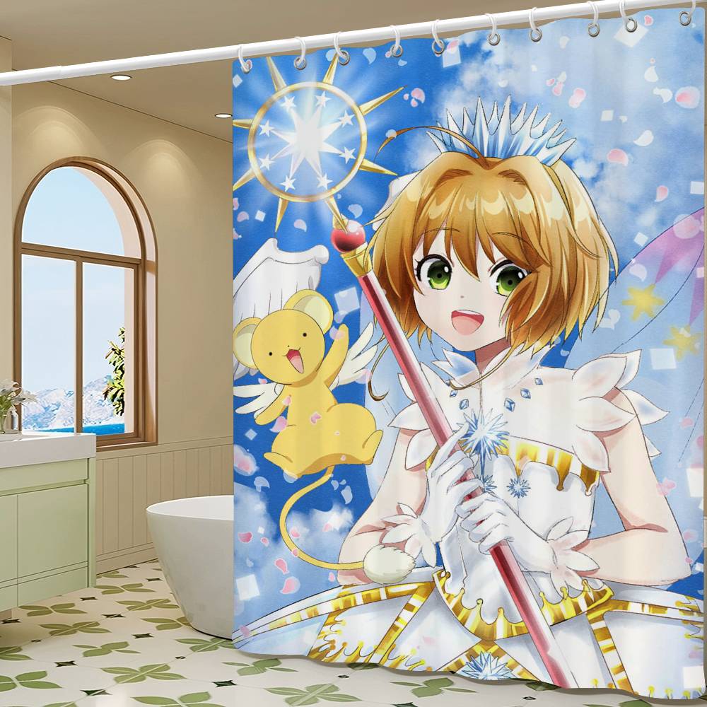 Anime Cardcaptor Sakura Duschdraperi Sommar Strand Badrum Dekorativt Duschdraperi, Vattentätt
