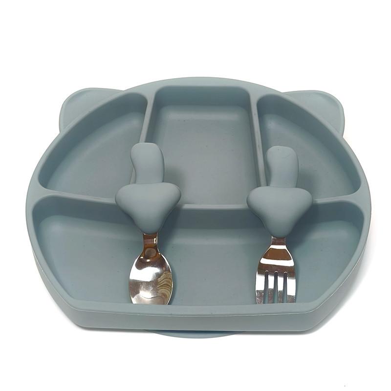 Baby Dinner Plate Infant Suction Cup Type Children's Straw Auxiliary Food Bowl Non-slip Compartmentalized