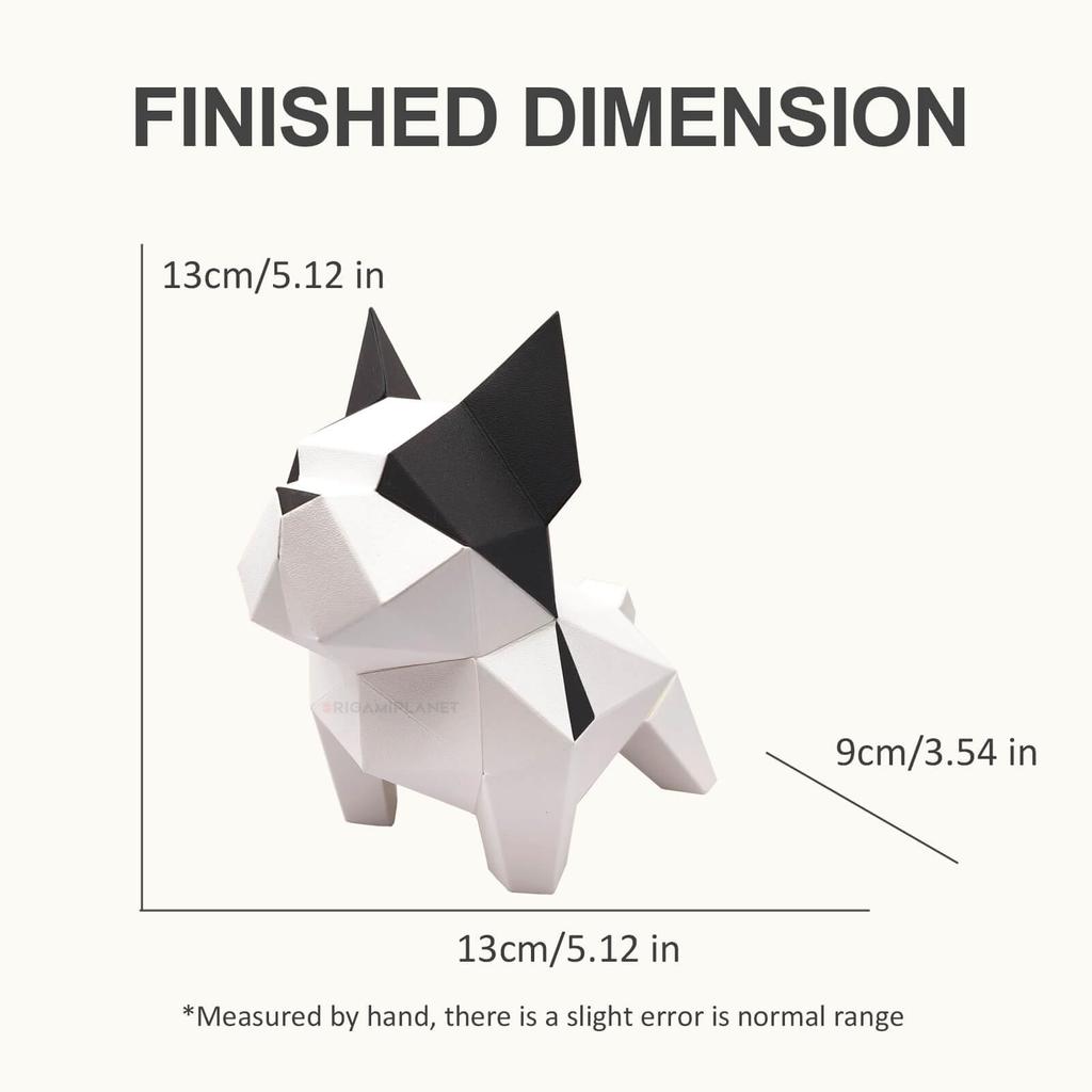 ORIGAMIPLANET Bulldog 3D Origami Bastelset für Erwachsene Einfache DIY Hunde Papier Skulptur 3D Niedliches Tier Handgemacht Heimdeko Kunst Heimdekoration Papierbasteln
