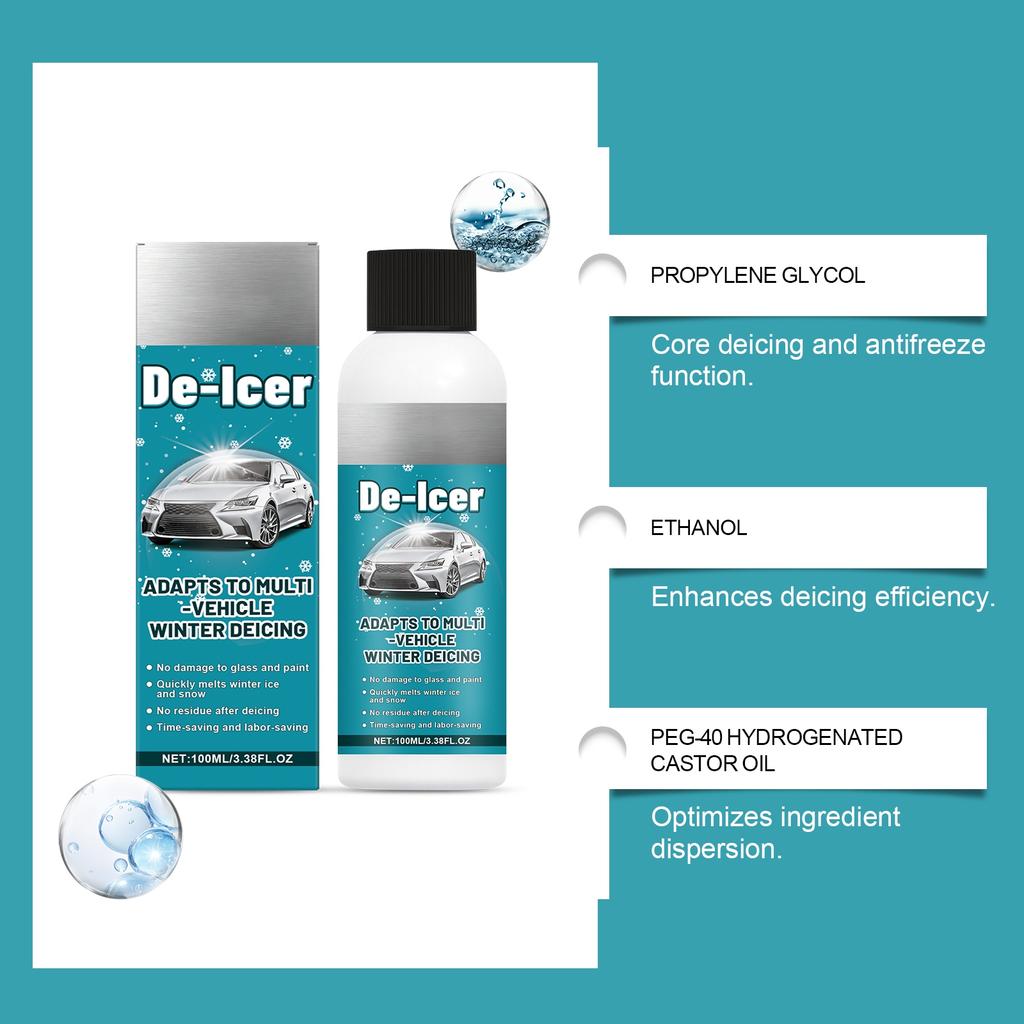 Automobile Deicing Agent Winter Use For Cleaning Ice And Snow From Car Windshields, Rearview Mirrors And Multiple Surfaces For Snow Removal,100ML
