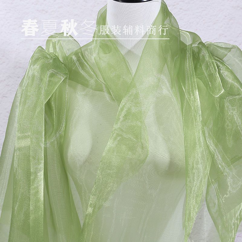 Water Light Crystal Organza Fabric Shiny By The Meter for Clothes Wedding Dress Children's Clothing Sewing Cloth Smooth White