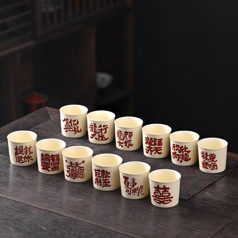 Plant Ash Hand-Painted Bamboo Teacup Smell Cup Household Ceramic Tea Cup Kung Fu Tea Set Single Cup Master Cup Tea Cup
