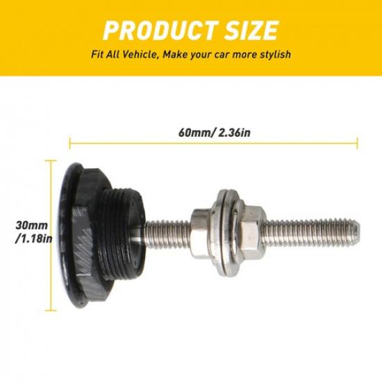 Carbon Button Pattern Fiber Push Bumper Hood Bonnet Quick Release Latch Kit 2PCS