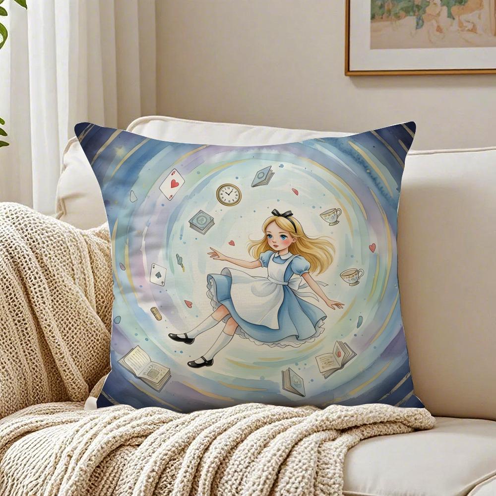 Fairy Tale AAlices Adventures in Wonderland Cushion Cover Pillowcase Antidustmite living Room Sofa Decor Cushion Room