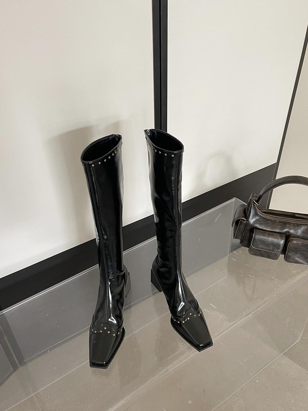 

модные женские ботфорты с квадратным носком, ковбойские ботильоны на квадратном среднем каблуке, с задней молнией, черные, коричневые, зимние, осенние, для вечеринок, туфли, размеры 35-39 5.5 чёрный