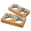 Pet Bamboo Bowl Dog Bowl Cat Bowl Water Bowl Rice Bowl Single Bowl Double Bowl