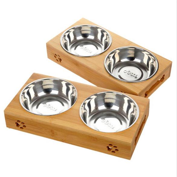 Pet Bamboo Bowl Dog Bowl Cat Bowl Water Bowl Rice Bowl Single Bowl Double Bowl