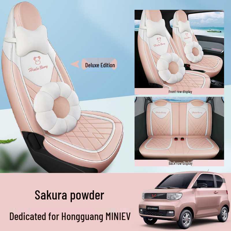 Wuling Hongguang MiniEV Seat Covers: Macaron Full Coverage, All-Season Car Seat Cushions for 2020-2023 Models