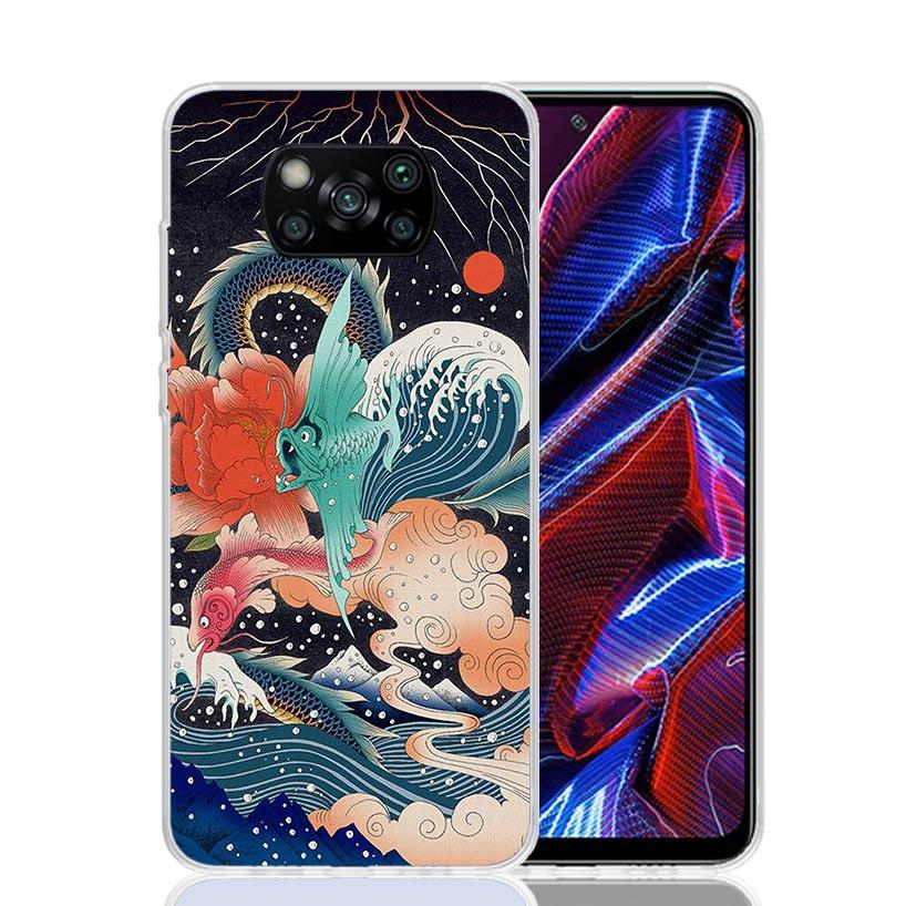 Japanese Pub Wave Anime Arrived Case Phone Cover for Xiaomi Poco X3 Nfc X5 X6 X7 X4 Gt F6 F5 Pro F4 F3 M5S M5 M4 M3 5G Trend Fun