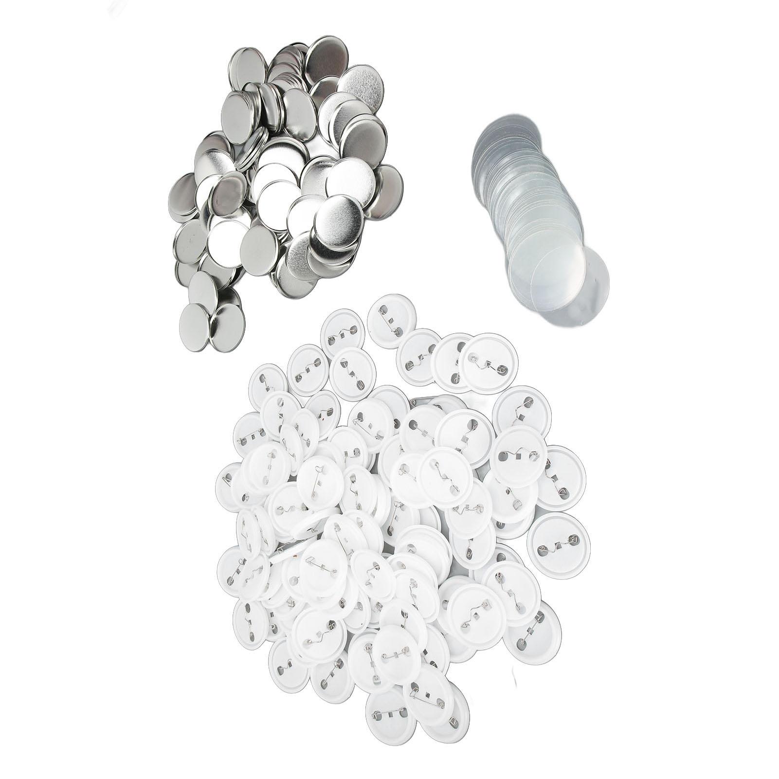 

100 Set Pin Back Button Parts Tinplate Plastic Base Rustproof Widely Used Button Making Supplies for Badge Craft