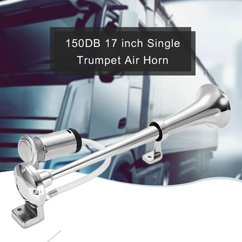 Universal 17inch Single Trumpet Car Air Horn 12V Compressor 150DB Super Loud Air Hose Car Horn Speaker for Truck Boat Motorcycle