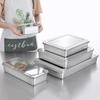 Stainless Steel Food Storage Tray With Lid Food Dessert Holder With Cover Storage Container Kitchen Restaurant Supply Organizer