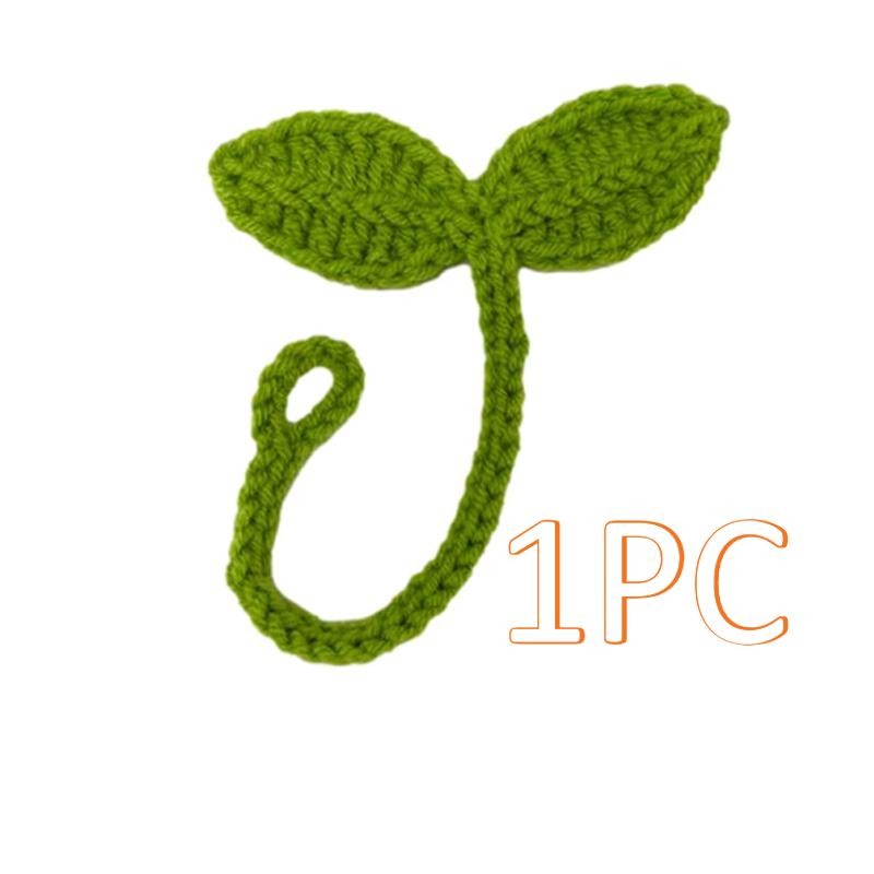 Háčkovaná Pletená Listová Klíček Záložka Roztomilá Ručně Vyráběná Zelená DIY Řemeslná Dekorace Doplňky Dárek k Svátkům Nový Rok přátelská Kompaktní