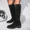 Mode Elegant Böhmisch Damen Quasten Hoher Schaft Stiefel Flock Spitz Zehenbereich Lang Botas Herbst Winter Übergröße 43 Kniehohe Stiefel