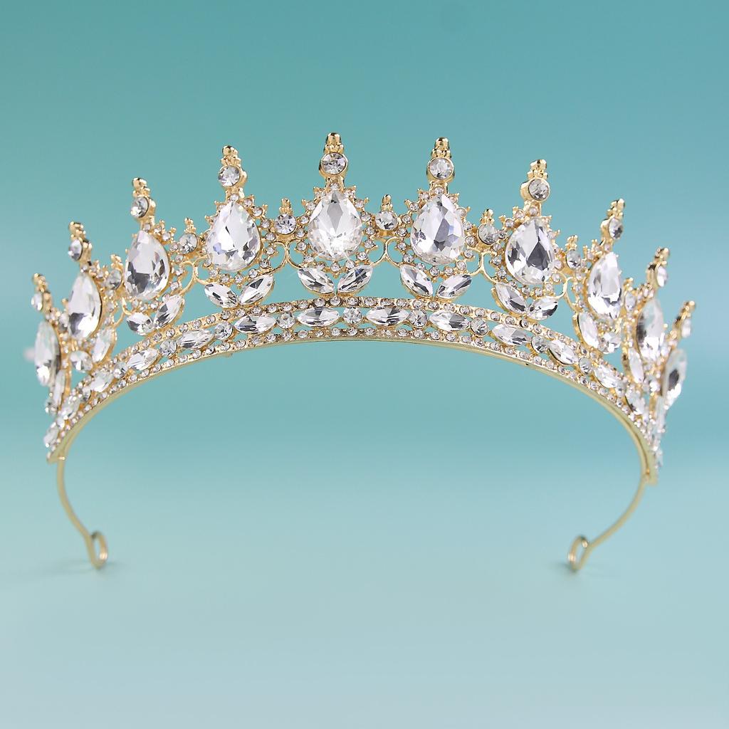 DIEZI 8 Colors Baroque Luxury AB Rhinestone Crystal Tiara For Women Wedding Party Elegant Bridal Bride Crown Hair Accessories