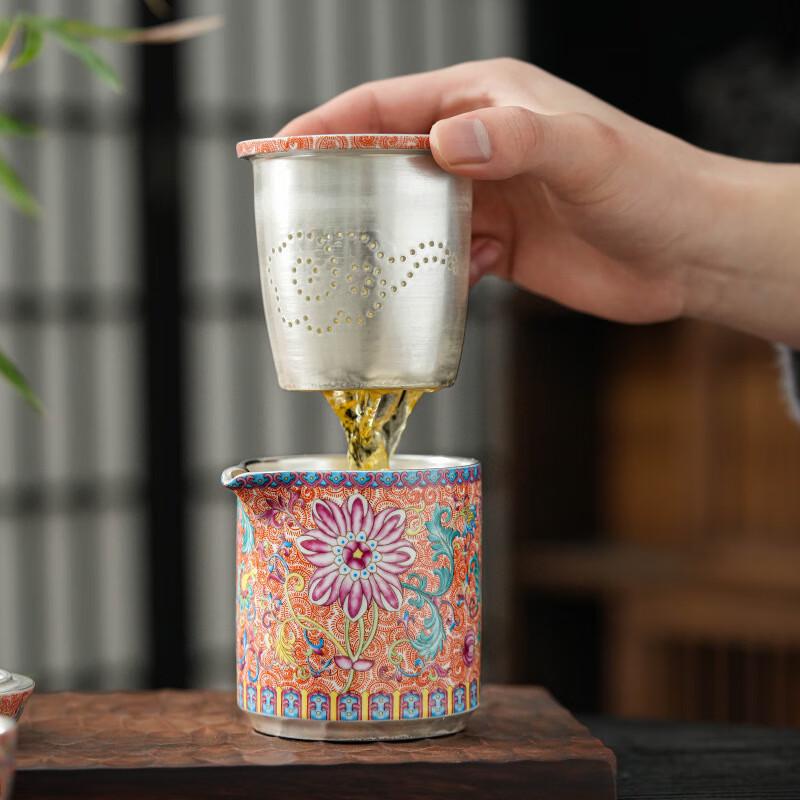 Chaxun Nordic Enamel Silver Travel Tea Set