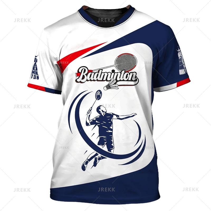 

Летняя винтажная 3D спортивная футболка с принтом бадминтона для любителей фитнеса, с короткими рукавами, для спортзала, уличная одежда, футболки, одежда 6XL