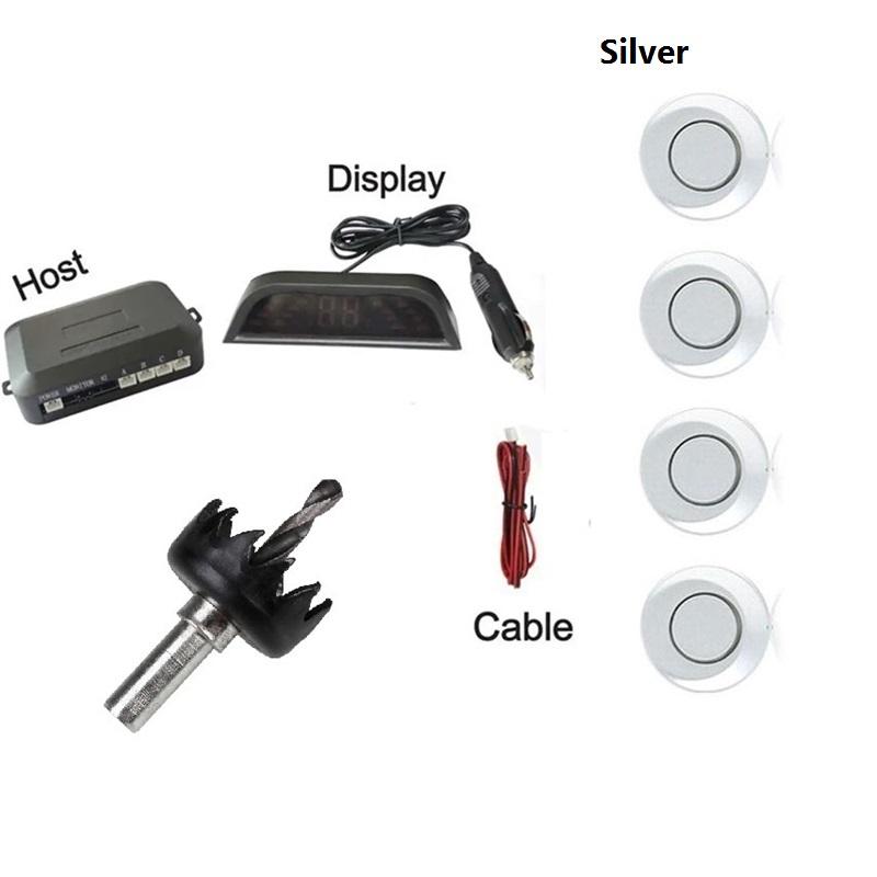 Car Led Parking Sensor Car Parktronic Display Reverse Backup Car Parking Radar Monitor Detector System With 22mm 4 Sensors