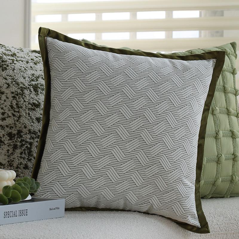 Ins Cream Style Pillow Green Cushion Pillow Cover Living Room Sofa Model Room Bay Window Cushion Does Not Contain Core