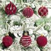12Pcs Velvet Christmas Balls Decorative Plastic Ornaments Holiday Tree Decoration for Christmas Weddings Parties