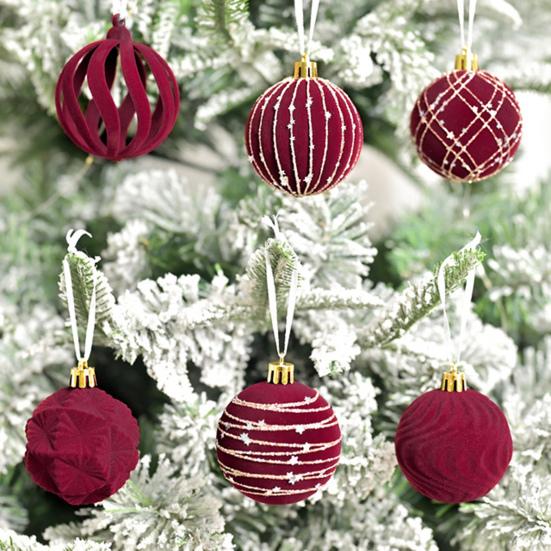 12Pcs Velvet Christmas Balls Decorative Plastic Ornaments Holiday Tree Decoration for Christmas Weddings Parties
