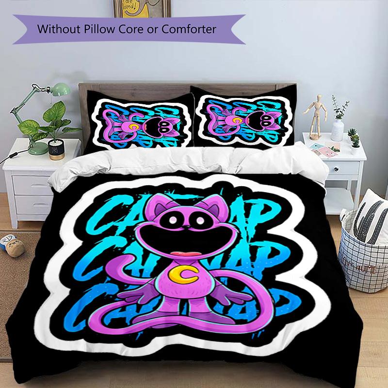 3-delige Poppy Playtime patroon beddengoedset dekbedovertrekset bevat dekbedovertrek & kussenslopen, perfecte decoratie voor de slaapkamer voor alle seizoenen & cadeau