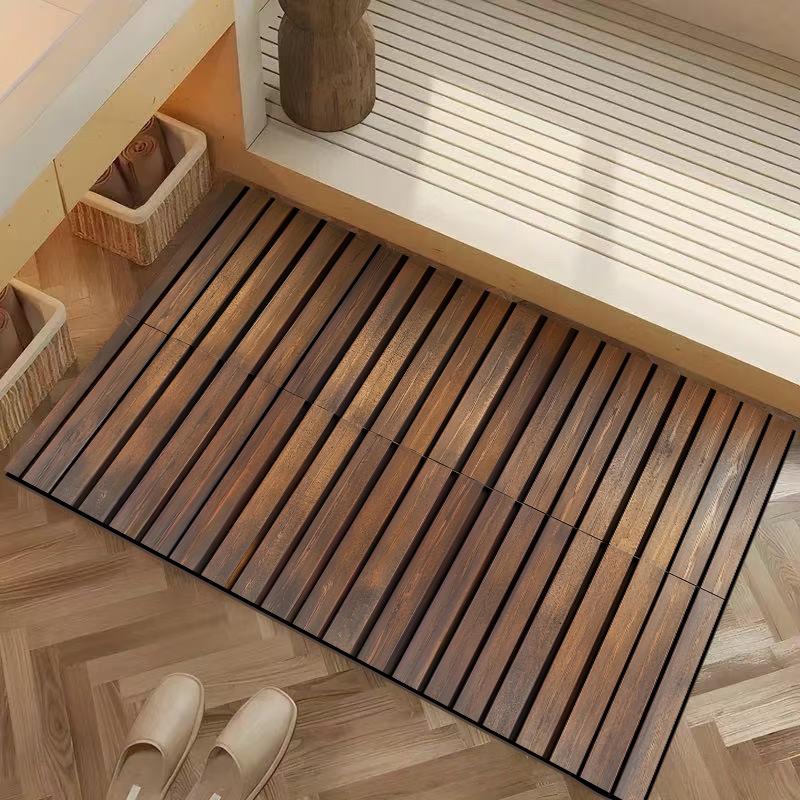 Retro Square Diatom Mud Bathroom Anti-Slip Mat 3.5Mm Thick Shower Room Door Absorbent Mat Toilet Mat Door Mat