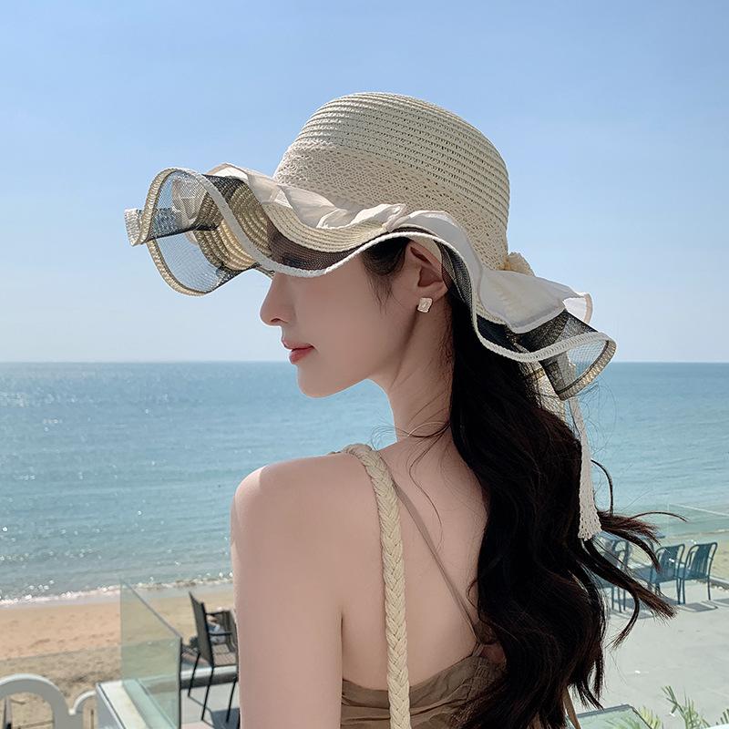Hat Women Summer Mesh Straw Hat Internet Celebrity Beach Hat Vacation Travel Sun Hat Fashion Versatile