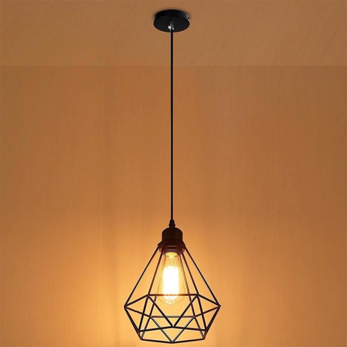 Iron Hanging Lamps For Ceiling Lights Shade Chandelier Pendant Dinning Home Decor Retro Parlor Edison Metal Wire Cage Modern
