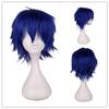 Short Synthetic Wig for Men Dark Blue 12 Inches Heat Resistant Fiber Cosplay Wig